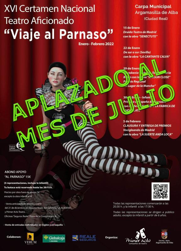 Conoce Castilla-La Mancha-Aplazado el Festival de Teatro Aficionado ‘Viaje al Parnaso’ de Argamasilla de Alba